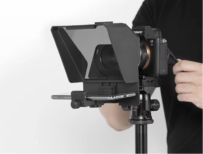 Mini Teleprompter voor Smartphone en DSLR – Met Afstandsbediening