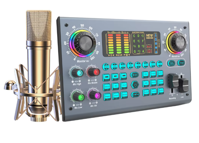 Professionele Podcast Set met 48V XLR Microfoon en Live Soundcard