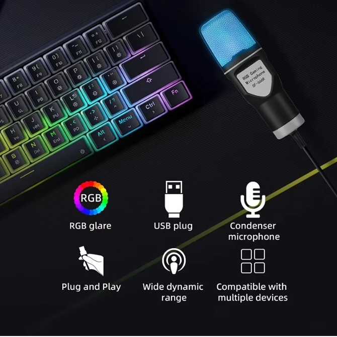Professionele USB Condensator Microfoon Kit voor Gaming, Streaming en Podcast – Omnidirectionele Studio Microfoon voor PC en Laptop