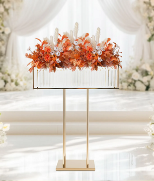 Gouden Kristallen Bloemenstandaard 90 cm – Luxe IJzeren Centerpiece voor Bruiloft en Feestdecoratie