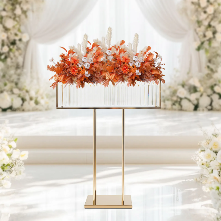 Gouden Kristallen Bloemenstandaard 90 cm – Luxe IJzeren Centerpiece voor Bruiloft en Feestdecoratie
