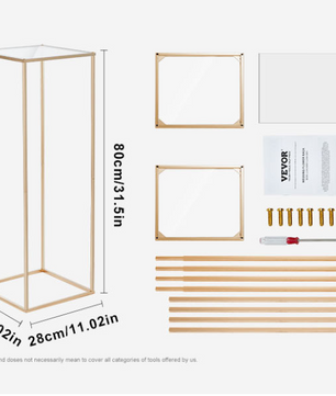 Gouden Metalen Bloemenkolom – Geometrische Bruiloft Centerpiece Standaard voor Bloemstukken