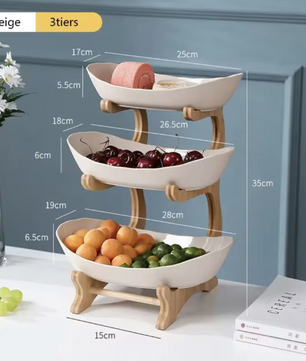 2/3 Laags Fruitschaal Etagère – Moderne Snack- en Fruitstandaard