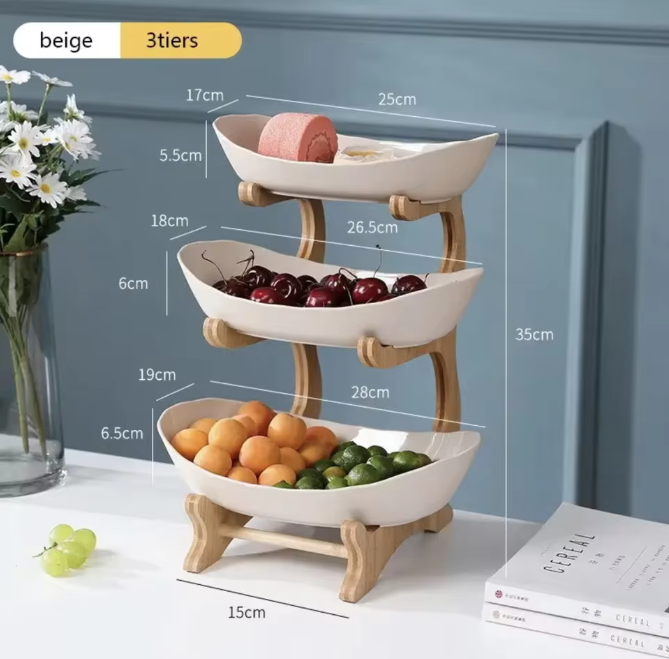2/3 Laags Fruitschaal Etagère – Moderne Snack- en Fruitstandaard