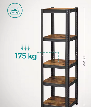 Industrieel Opbergrek met 5 Planken – Stevig Stalen Rek voor Thuis en Werk