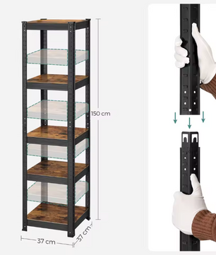 Industrieel Opbergrek met 5 Planken – Stevig Stalen Rek voor Thuis en Werk