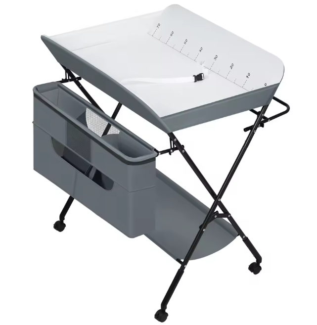 In Hoogte Verstelbare Opvouwbare Kinderkast en Babycommode met Wielen