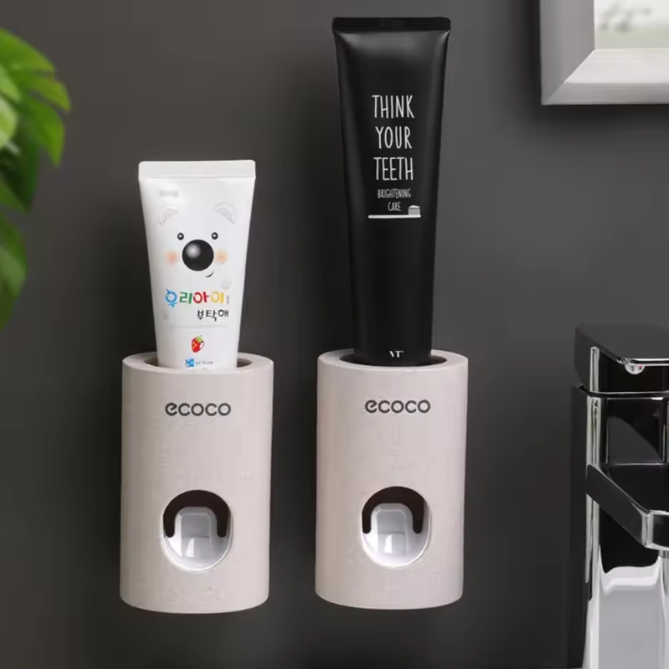 Automatische Tandpasta Dispenser met Tandenborstelhouder – Wandmontage Badkamer Set
