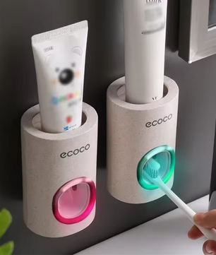 Automatische Tandpasta Dispenser met Tandenborstelhouder – Wandmontage Badkamer Set