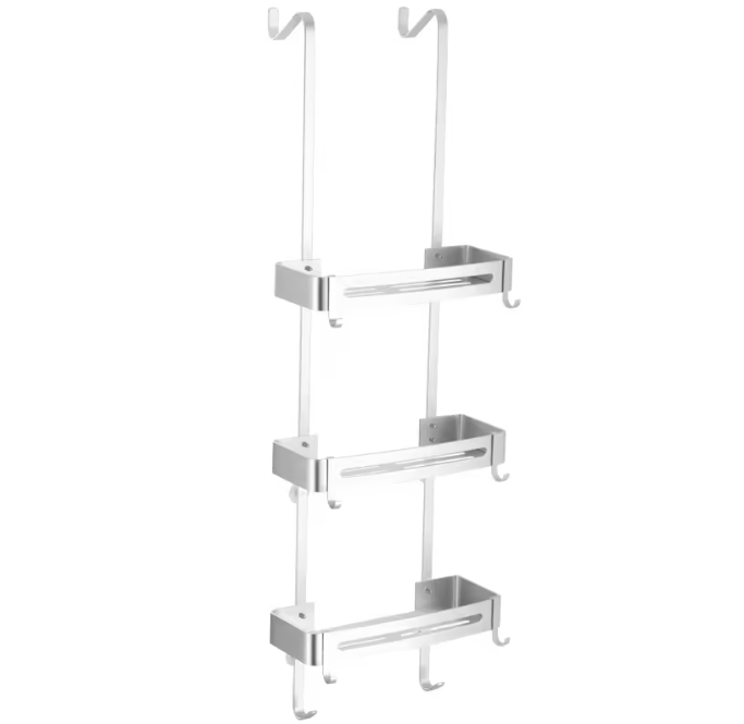 Zwart Hangend Badkamerrek – Aluminium Opbergplank zonder Boren