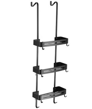 Zwart Hangend Badkamerrek – Aluminium Opbergplank zonder Boren