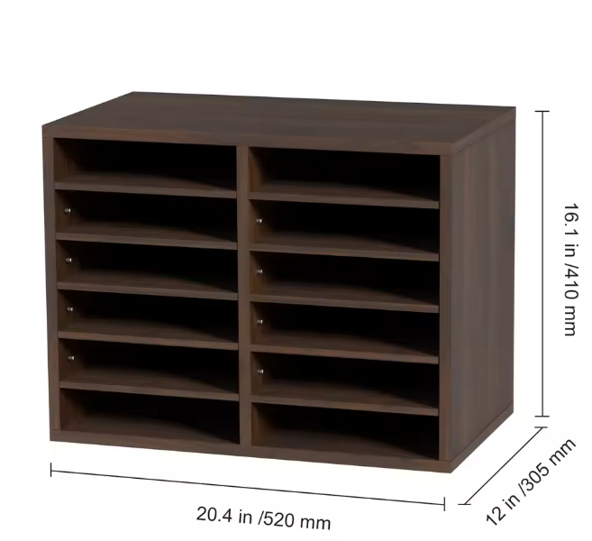 Houten Literatuurorganisator met Verstelbare Planken – 12 Vakken