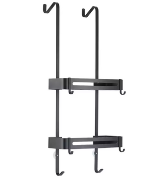 Zwart Hangend Badkamerrek – Aluminium Opbergplank zonder Boren