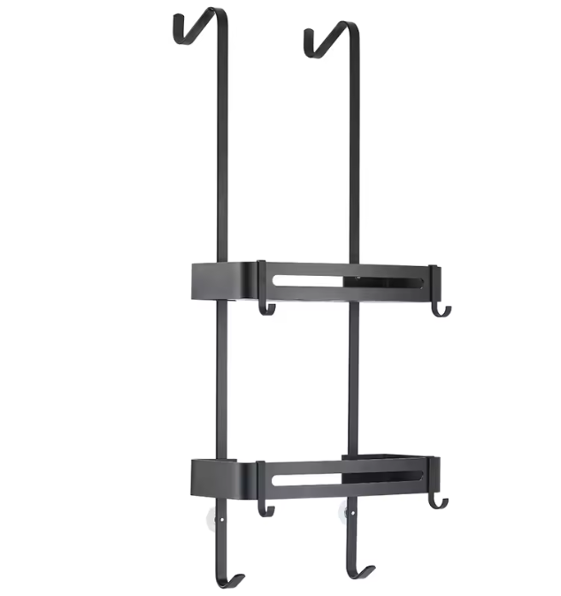 Zwart Hangend Badkamerrek – Aluminium Opbergplank zonder Boren