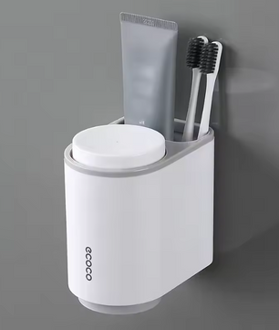 Wandgemonteerde Tandenborstelhouder met Beker en Opbergrek – Magnetisch en Multifunctioneel