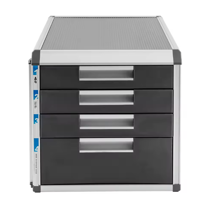 4-Laags Desktop Bestandsorganizer – Afsluitbare Documentenkast voor Kantoor en Thuis