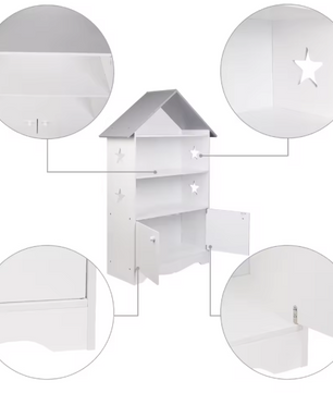 Kinderboekenkast met Deur – Opbergrek en Displayrek voor Boeken en Speelgoed