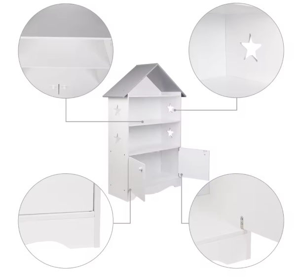 Kinderboekenkast met Deur – Opbergrek en Displayrek voor Boeken en Speelgoed