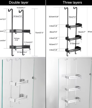 Zwart Hangend Badkamerrek – Aluminium Opbergplank zonder Boren