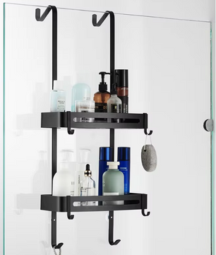 Zwart Hangend Badkamerrek – Aluminium Opbergplank zonder Boren