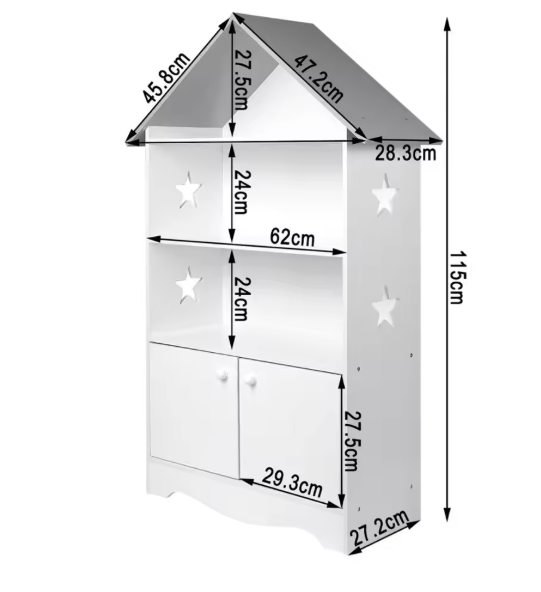 Kinderboekenkast met Deur – Opbergrek en Displayrek voor Boeken en Speelgoed