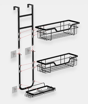 Hangende Badkamerplank Boven Deur – Boorvrij Opbergrek voor Douche en Toilet