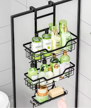 Hangende Badkamerplank Boven Deur – Boorvrij Opbergrek voor Douche en Toilet