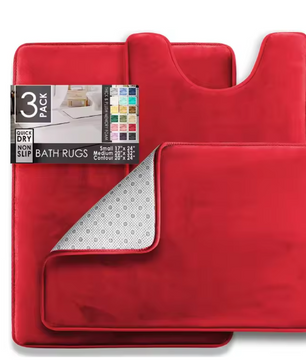 Set van 3 Ultrazachte Badkamermatten – Fluweel Traagschuim Antislip, Machinewasbaar en Sneldrogend