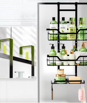 Hangende Badkamerplank Boven Deur – Boorvrij Opbergrek voor Douche en Toilet