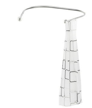 Geometrisch Gestreept Douchegordijn met U-Vormige Stang – Waterdicht en Compleet