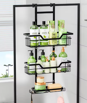 Hangende Badkamerplank Boven Deur – Boorvrij Opbergrek voor Douche en Toilet