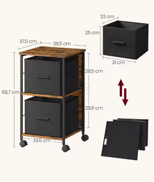 Archiefkast met 2 Lades en Printerstandaard – Mobiele Opbergkast voor Thuiskantoor