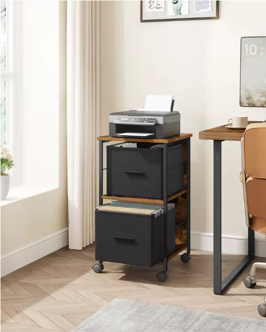 Archiefkast met 2 Lades en Printerstandaard – Mobiele Opbergkast voor Thuiskantoor