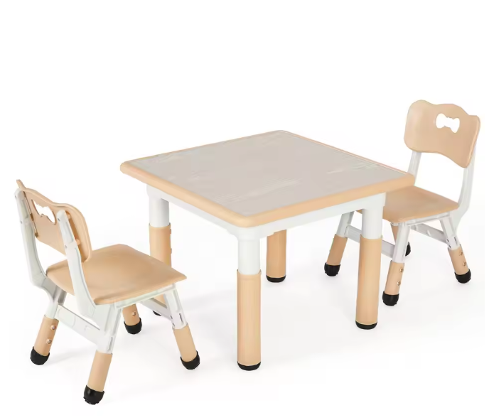 In Hoogte Verstelbare Kindertafel met 2 Stoelen – Studeer en Speelset