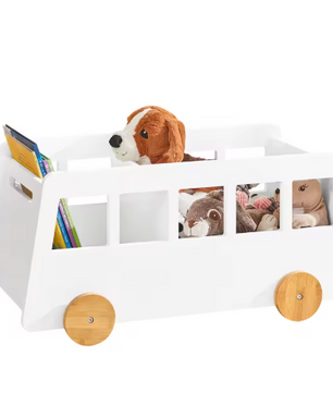 Kinderboekenplank met Wielen – Opbergplank voor Boeken en Speelgoed, Kindvriendelijk Ontwerp