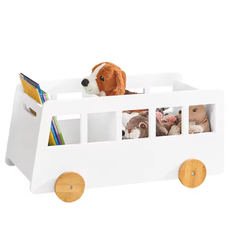 Kinderboekenplank met Wielen – Opbergplank voor Boeken en Speelgoed, Kindvriendelijk Ontwerp