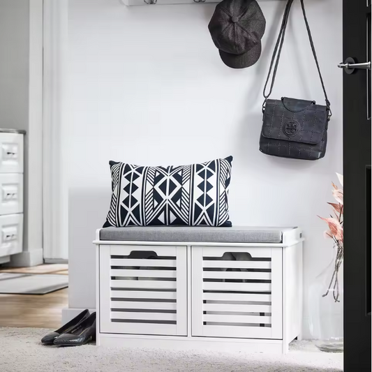 Schoenenkast met Zitkussen en 3 Opbergmanden – Praktische Halbank