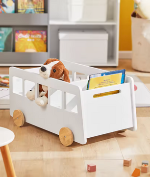 Kinderboekenplank met Wielen – Opbergplank voor Boeken en Speelgoed, Kindvriendelijk Ontwerp