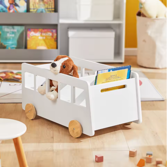 Kinderboekenplank met Wielen – Opbergplank voor Boeken en Speelgoed, Kindvriendelijk Ontwerp