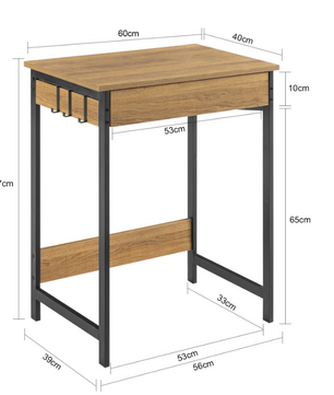 Compact Bureau met Lade en 2 Haken – Werktafel voor Thuis, Studie en Kantoor