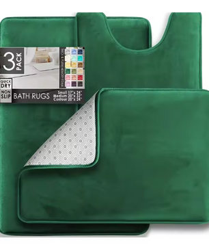 Set van 3 Ultrazachte Badkamermatten – Fluweel Traagschuim Antislip, Machinewasbaar en Sneldrogend
