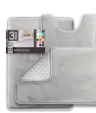 Set van 3 Ultrazachte Badkamermatten – Fluweel Traagschuim Antislip, Machinewasbaar en Sneldrogend
