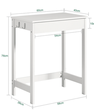 Compact Bureau met Lade en 2 Haken – Werktafel voor Thuis, Studie en Kantoor