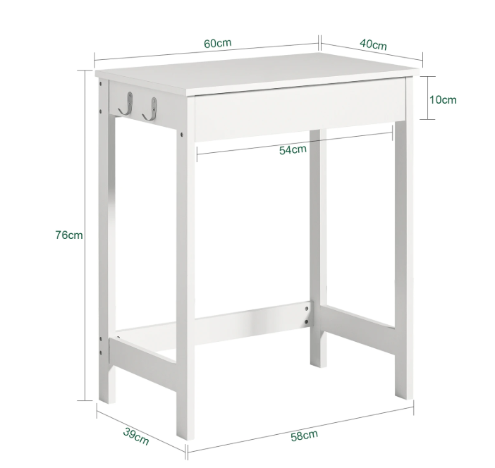 Compact Bureau met Lade en 2 Haken – Werktafel voor Thuis, Studie en Kantoor