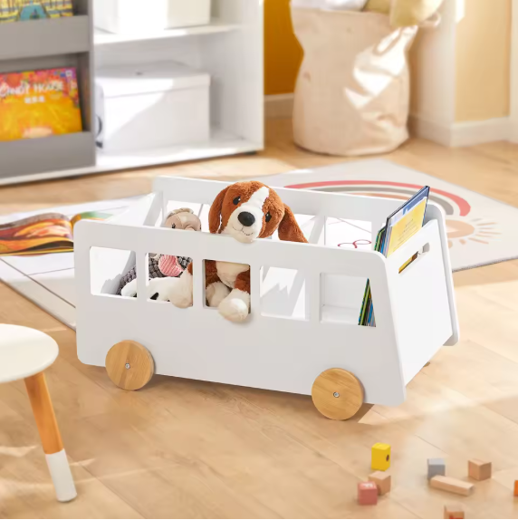 Kinderboekenplank met Wielen – Opbergplank voor Boeken en Speelgoed, Kindvriendelijk Ontwerp