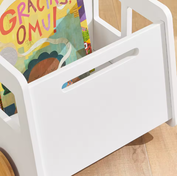 Kinderboekenplank met Wielen – Opbergplank voor Boeken en Speelgoed, Kindvriendelijk Ontwerp