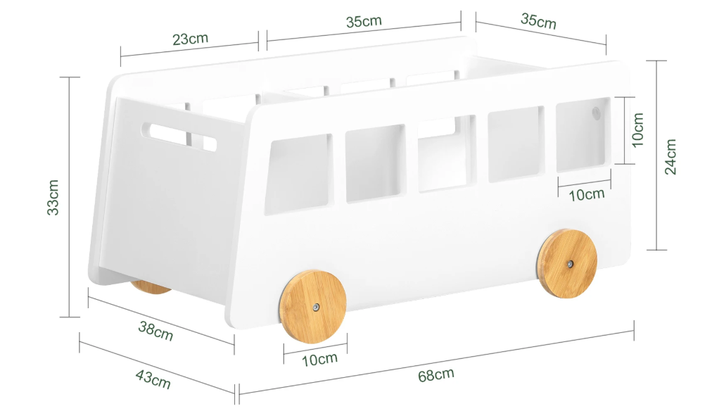 Kinderboekenplank met Wielen – Opbergplank voor Boeken en Speelgoed, Kindvriendelijk Ontwerp