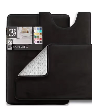 Set van 3 Ultrazachte Badkamermatten – Fluweel Traagschuim Antislip, Machinewasbaar en Sneldrogend
