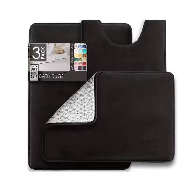 Set van 3 Ultrazachte Badkamermatten – Fluweel Traagschuim Antislip, Machinewasbaar en Sneldrogend