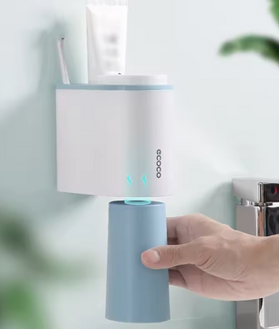 Wandgemonteerde Tandenborstelhouder met Beker en Opbergrek – Magnetisch en Multifunctioneel